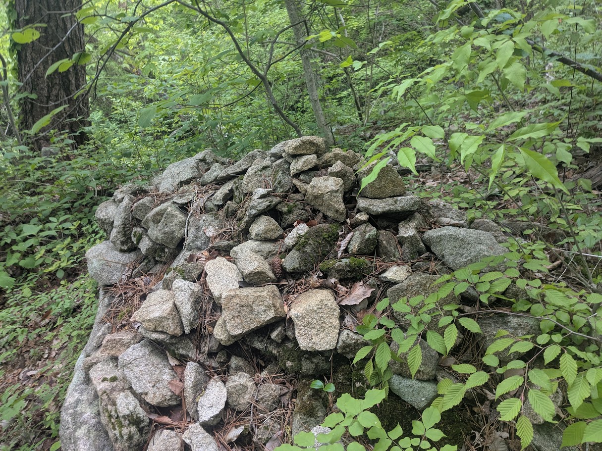 山中に残る石積みの目印
